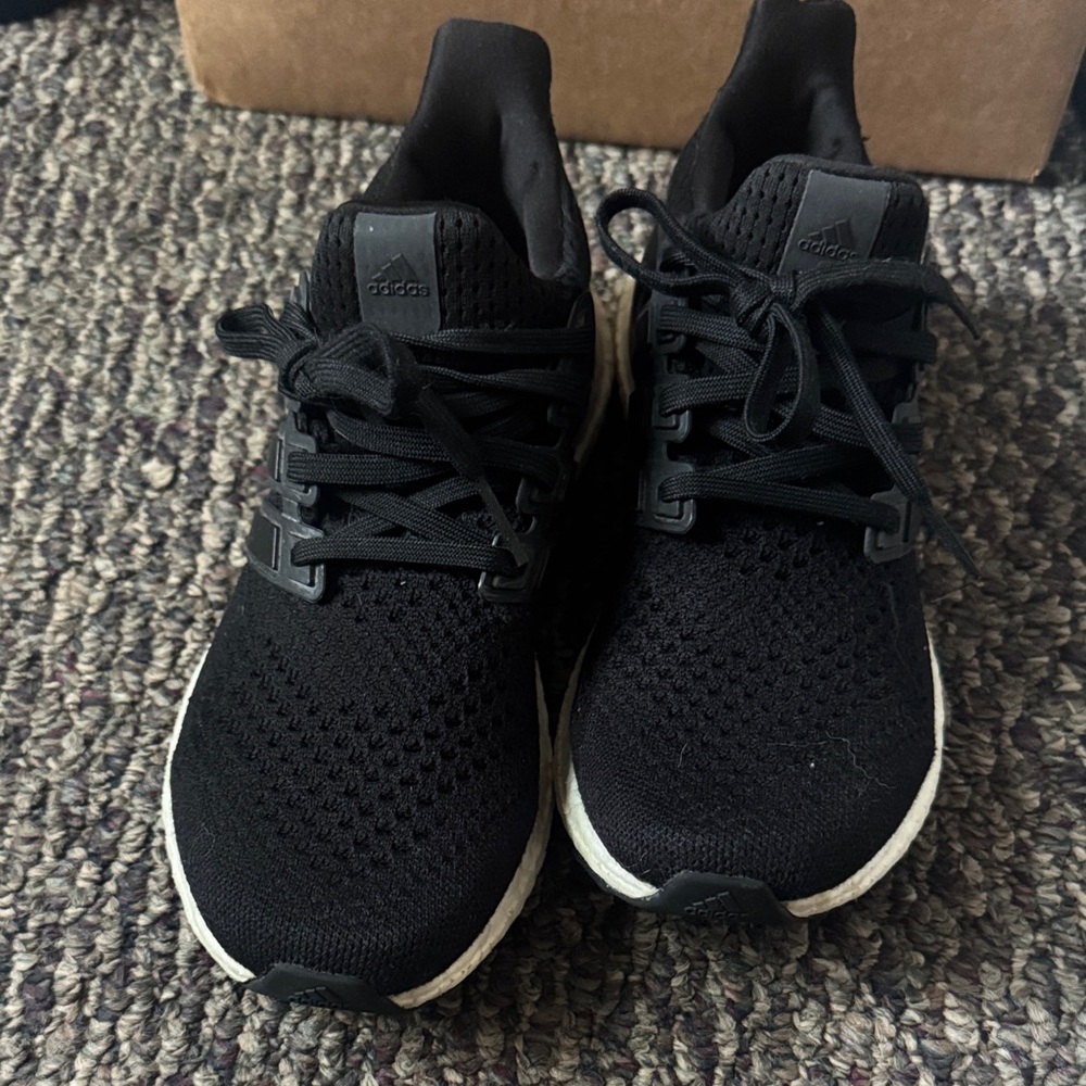 Boys Adidas Core Black UltraBoost Running Shoes